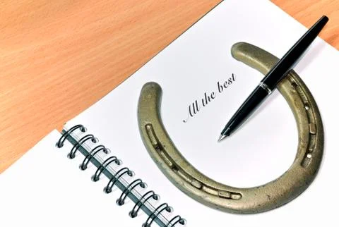 Horseshoe on table Stock Photos