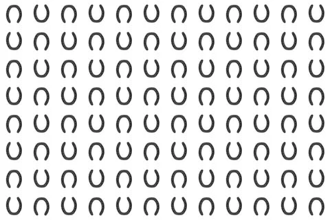 Horseshoes iron row vertical pattern symbol of luck on isolated background Stock Photos