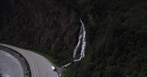 Horsetail Waterfall in Alaska Stock Footage 212456622