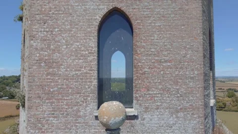 Horton Tower Window Close Fly-Away 4K Drone Stock-Footage 201134607