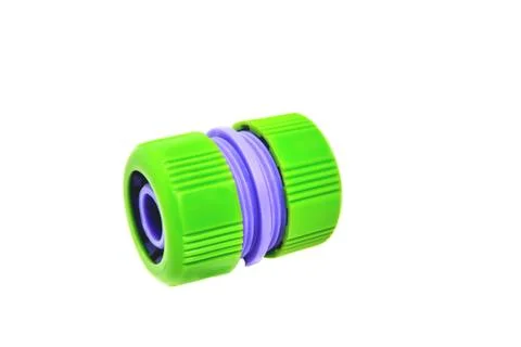 Hose connector white background close-up Stock Photos