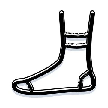 Hosiery item with striped cuff outlining foot shape Stock Illustration