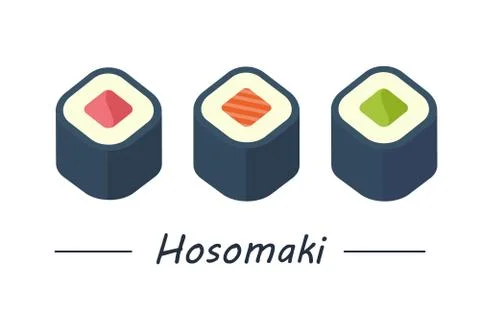 Hosomaki rolls set icons Stock Illustration