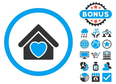 Hospice Flat Vector Icon with Bonus Stock Illustration