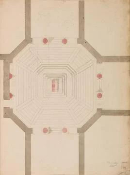 Hospice of Orphans: Plan of the paving of the chapel Charles Rohault de Fl... Stock Photos