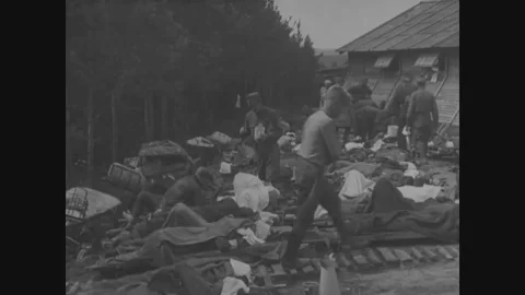 Hospital attendants puts a solution on blankets - 1918 Stock Footage 99960850