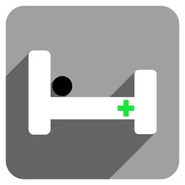 Hospital Bed Flat Square Icon with Long Shadow Stock Illustration
