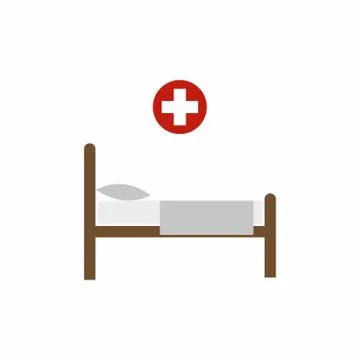 Hospital bed icon.  Vector design isolated on white background. Stock Illustration