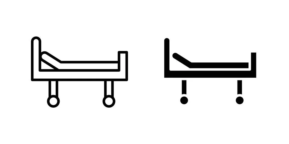 Hospital bed icon vector template set in black Stock Illustration