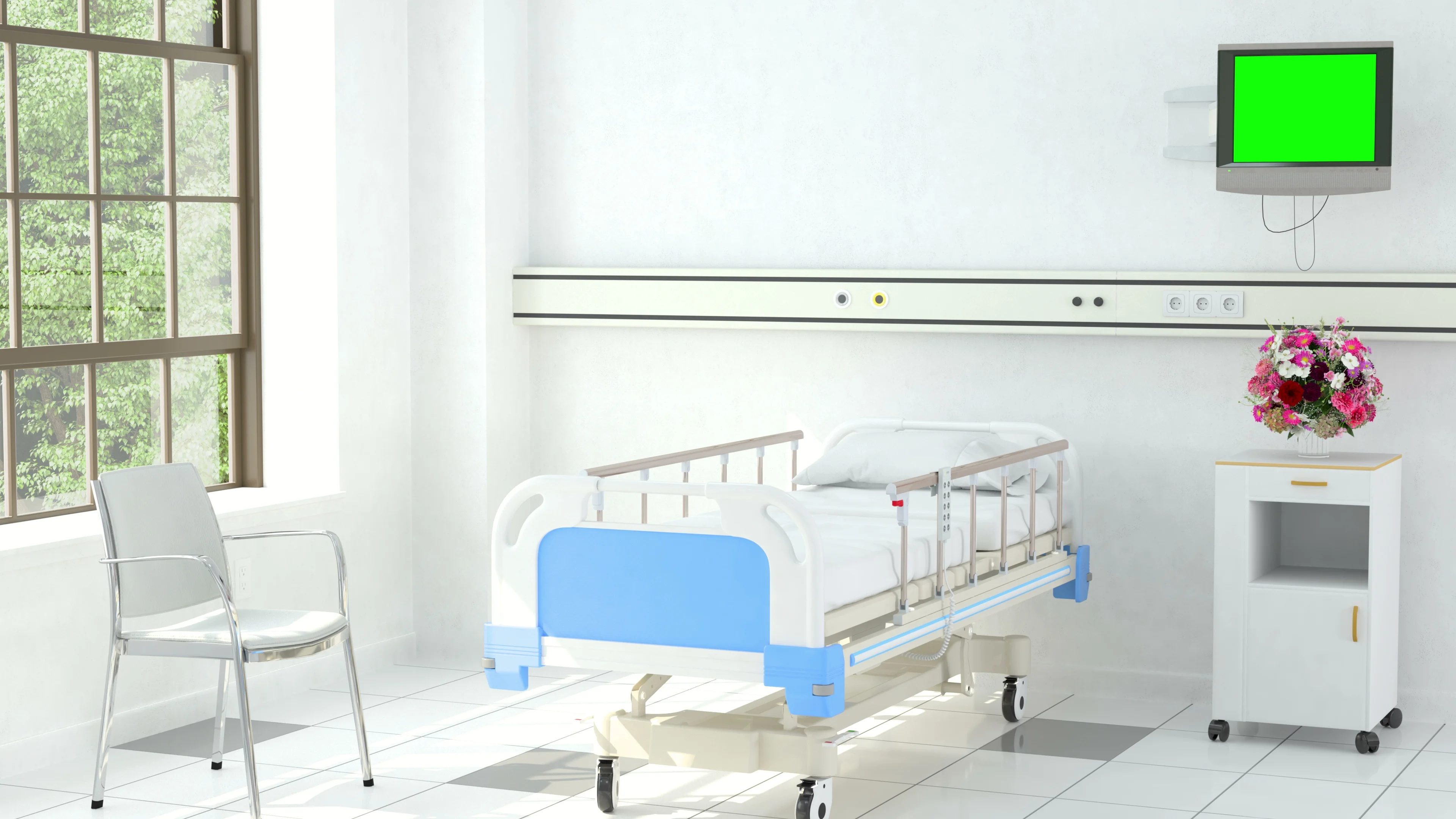 Hospital Bed with Television with track ... | Stock Video | Pond5