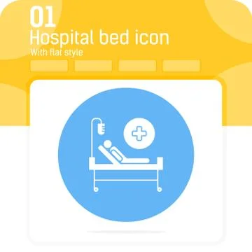 Hospital bed vector icon with flat style isolated on white background Stock Illustration