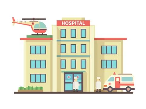 Hospital building flat style Stock Illustration