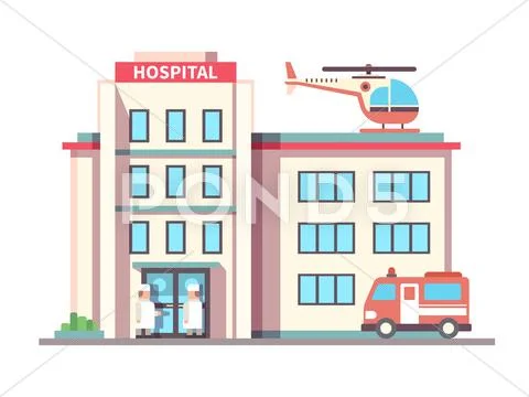 Hospital building flat style Stock Illustration