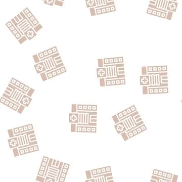 Hospital building glyph vector seamless pattern black Stock-Illustration