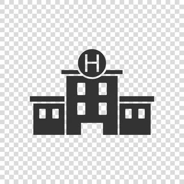 Hospital building icon in flat style. Medical clinic vector illustration on i Illustrazione stock