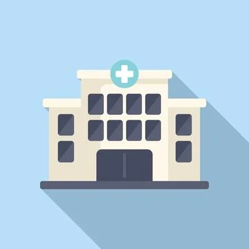 Hospital building icon flat vector. Scan machine person Ilustración de archivo