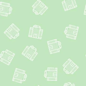 Hospital building line vector seamless pattern sign Stock Illustration