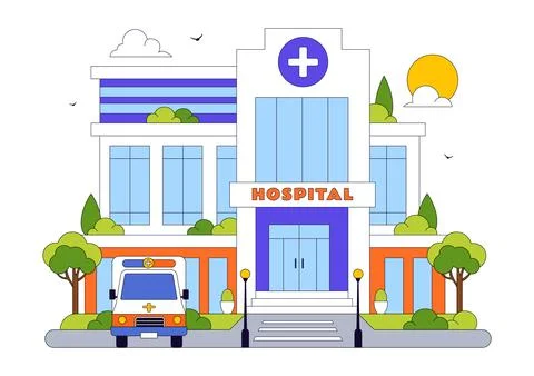 Hospital Building Vector Illustration Featuring Modern Healthcare Facility .. Ilustração Stock