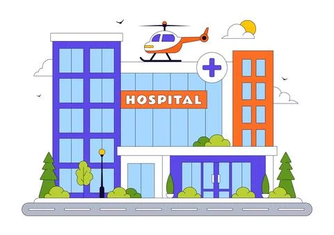 Hospital Building Vector Illustration Featuring Modern Healthcare Facility .. Stock Illustration