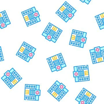 Hospital building vector seamless pattern color Stock-Illustration
