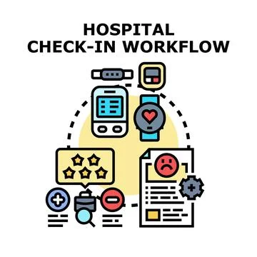 Hospital check in workflow process with digital health Stock Illustration