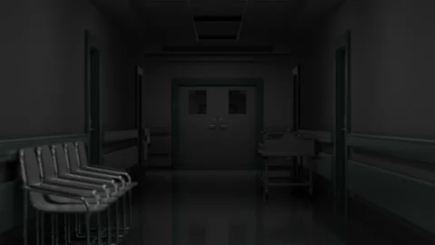 Hospital corridor, blinking light, spooky atmosphere, horror in an abandoned cli Stock Footage 139328264