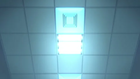 Hospital corridor ceiling, camera moving forward, looping 3D animation Video stock 130495868