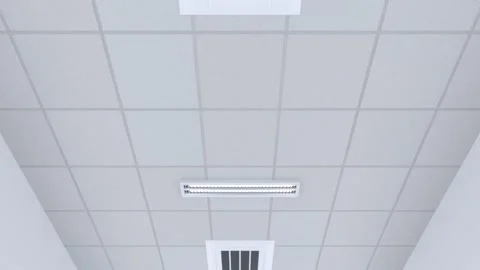 Hospital corridor ceiling, camera moving forward, looping 3D animation Stock Footage 154172363