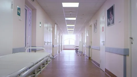 Hospital corridor in a clinic Stock Footage