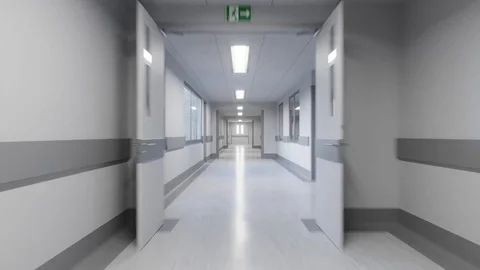 Hospital corridor flythrough Stock Footage 79489553