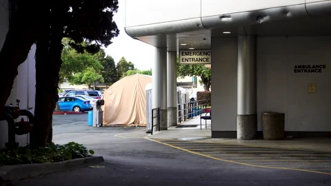 Hospital COVID-19 Testing Tent with Emergency Room Stock Footage