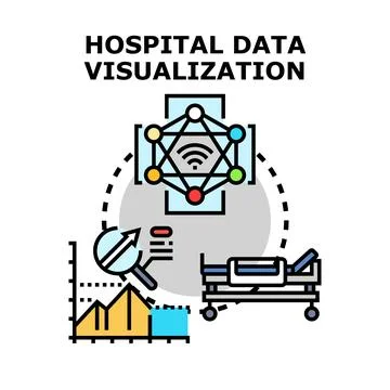 Hospital data visualization analyzing healthcare information technology Stock Illustration