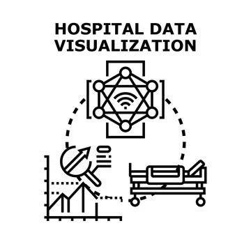 Hospital data visualization analyzing healthcare information technology Stockillustratie