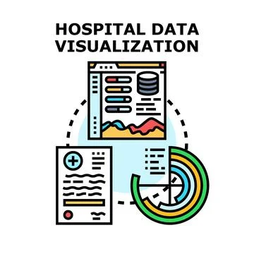 Hospital data visualization analyzing patient medical records イラスト素材