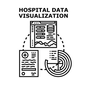 Hospital data visualization analyzing patient medical records Stockillustratie