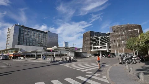 Hospital del Mar Facade in Barcelona Stock Footage