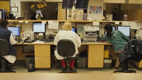 Hospital Dispatch Call Center Video stock 148163614