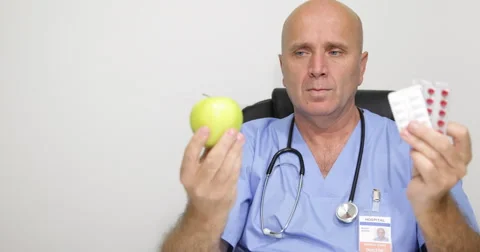Hospital Doctor Advises Take Vitamins Not Drugs Healthcare Medical Concept Stock Footage 59374208