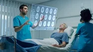 In Hospital Doctor Uses Augmented Reality In Medical Ward Stock Footage