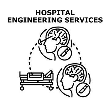 Hospital engineering services concept vector illustrating medical equipment Stock Illustration