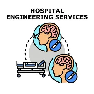 Hospital engineering services concept vector illustrating medical equipment Stock Illustration