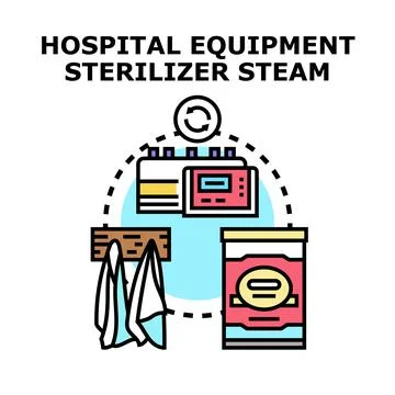 Hospital equipment sterilizing process using steam technology Stock Illustration