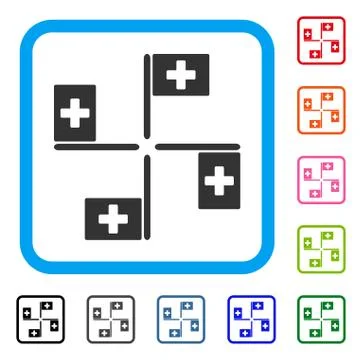 Hospital Flags Framed Icon Stock Illustration