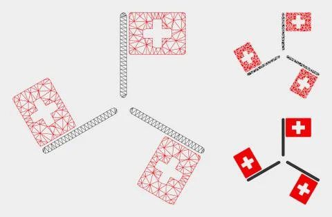 Hospital Flags Vector Mesh 2D Model and Triangle Mosaic Icon Illustrazione stock