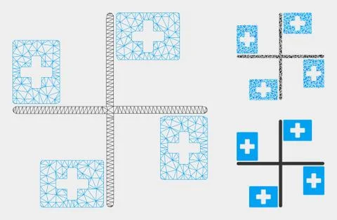 Hospital Flags Vector Mesh Wire Frame Model and Triangle Mosaic Icon Illustrazione stock