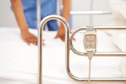Hospital: focus on adjustable bed control Stock Photos