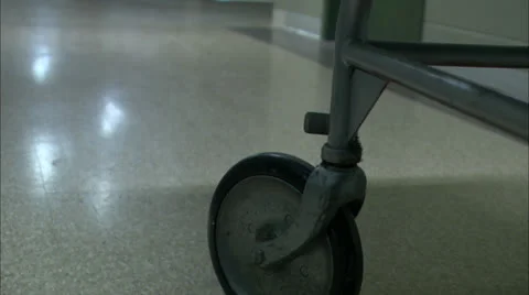 Hospital Gurney Wheel Low Angle Floor Shot HD Video Stock Footage