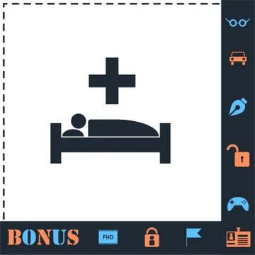 Hospital icon flat Stock Illustration