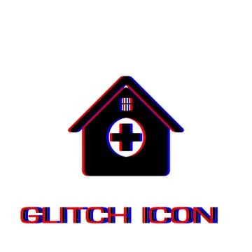 Hospital icon flat 스톡 일러스트