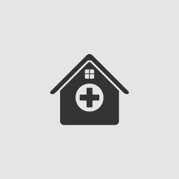 Hospital icon flat Illustrazione stock